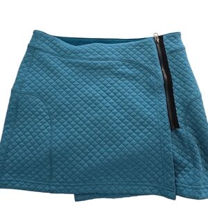 Elegant Teal Quilted Mini Skirt Size S
